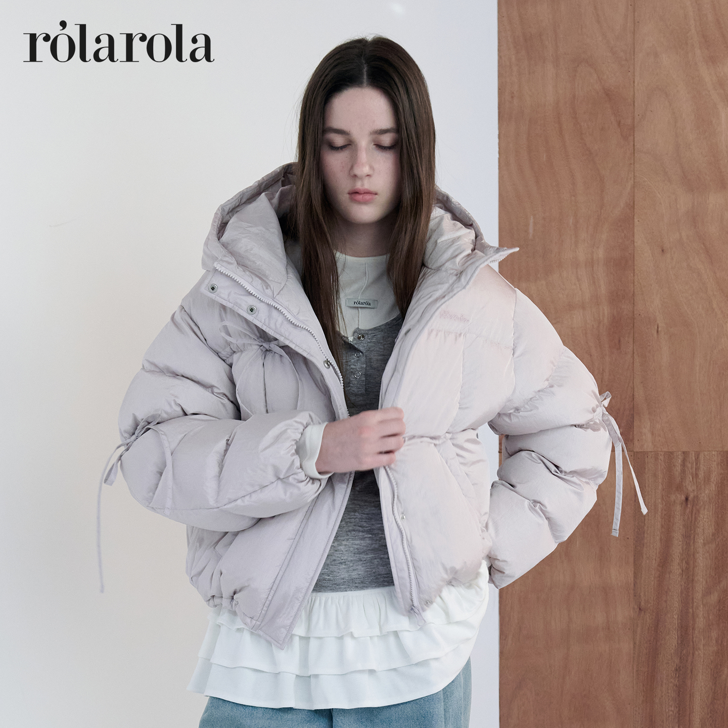 【张元英同款】rolarola25年冬连帽短款羽绒服加厚宽松休闲外套