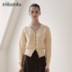 收腰短款 复古上衣外套 ROLAROLA秋款 羊毛V领针织开衫 张元 英同款