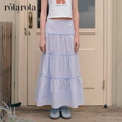 [Jennie同款]ROLAROLA新款法式荷叶边半身裙女伞裙长款A字裙