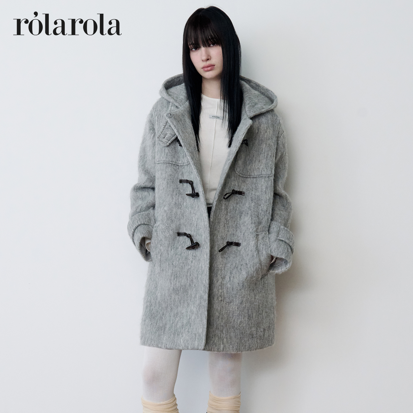 【张元英同款】rolarola25年冬羊毛大衣加厚慵懒中长款毛呢外套