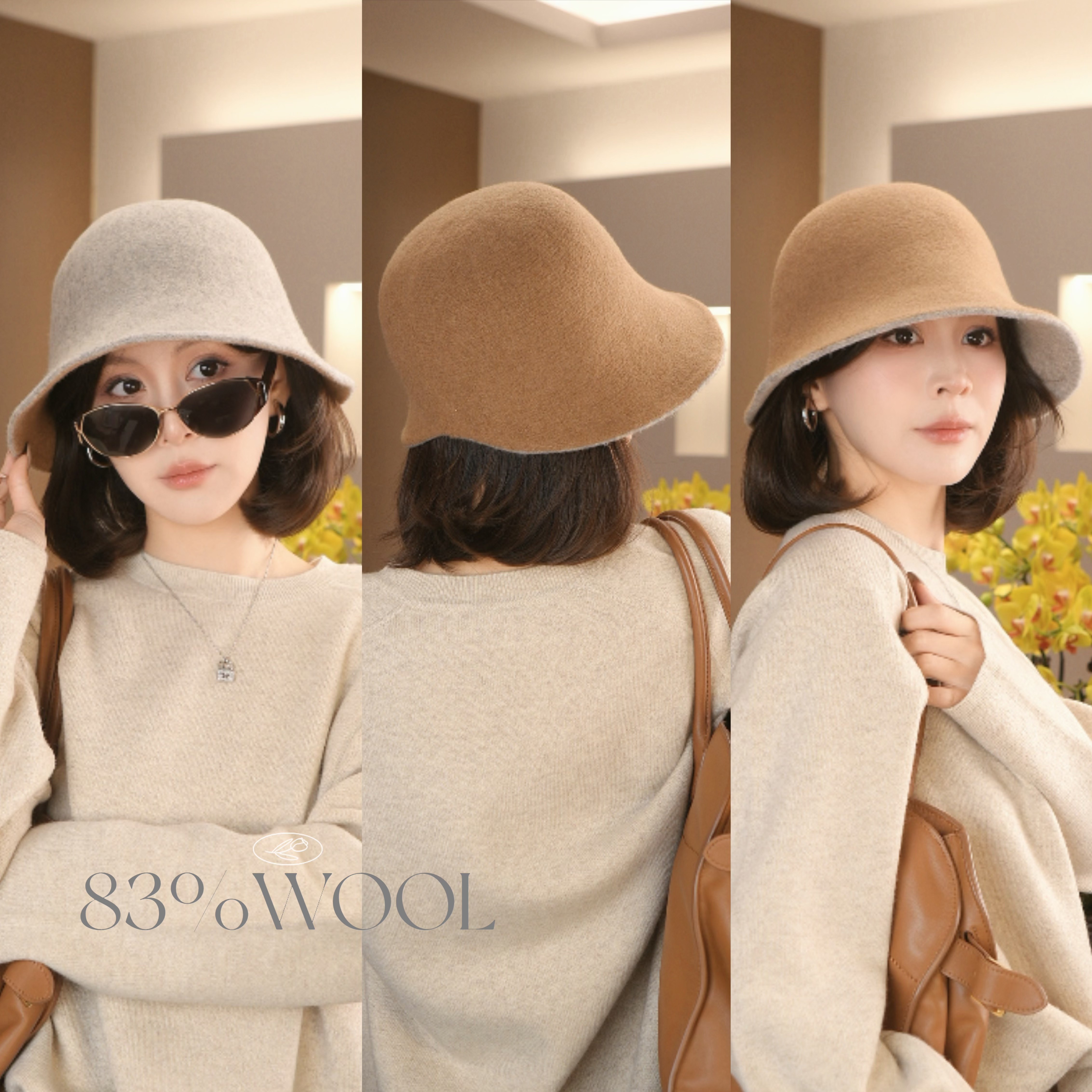 羊毛渔夫帽女时尚轻奢秋冬盆帽礼帽高级感大头围羊绒2025新款帽子,服饰配件/皮带/帽子/围巾,帽子,淘宝优惠券,粉丝福利购,淘宝优惠卷