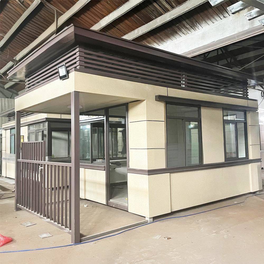 工厂定制真石漆岗亭保安亭户外钢结构收费岗亭可移动门卫室值班室