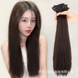 三片装长假发片隐形化纤高温丝假发接发片头发蓬松长卷发饰品