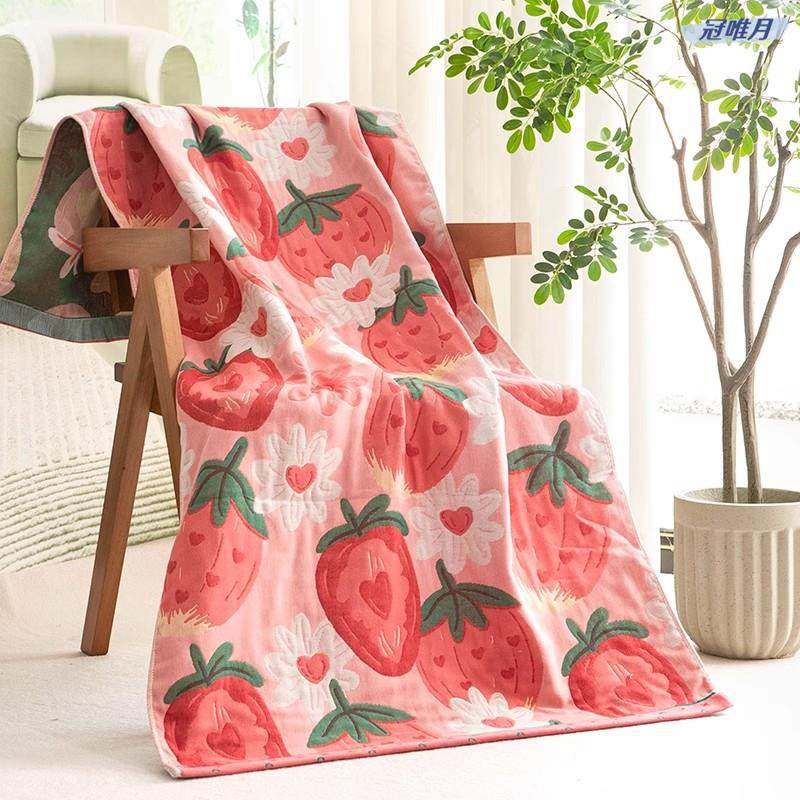 纯棉纱布浴巾80X160cm加大男女卡通情侣中大儿童全棉洗澡小盖毯