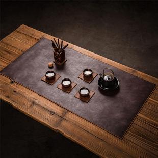 防水皮革茶席禅意简约皮质防水茶桌布家用桌旗干泡茶席 现代中式