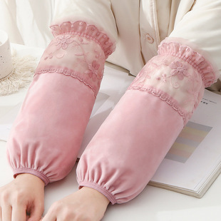 长款袖套羽绒服套袖女款秋冬季成人学生棉衣防脏护袖爆款蕾丝袖头