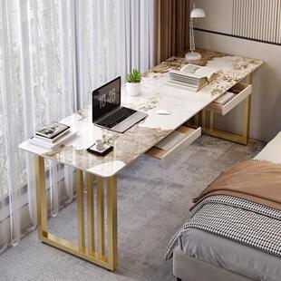 岩板家用简约长条书桌靠墙双人办公电脑桌阳台窄条桌床边工作台