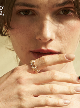 Rainy and Cloudy邱园｜蝴蝶兰蕾丝窄版戒指轻奢小众设计指环