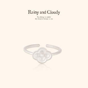 Rainy Cloudy庄园系列｜海棠珍珠餐盘戒指轻奢海棠戒指食指戒 and