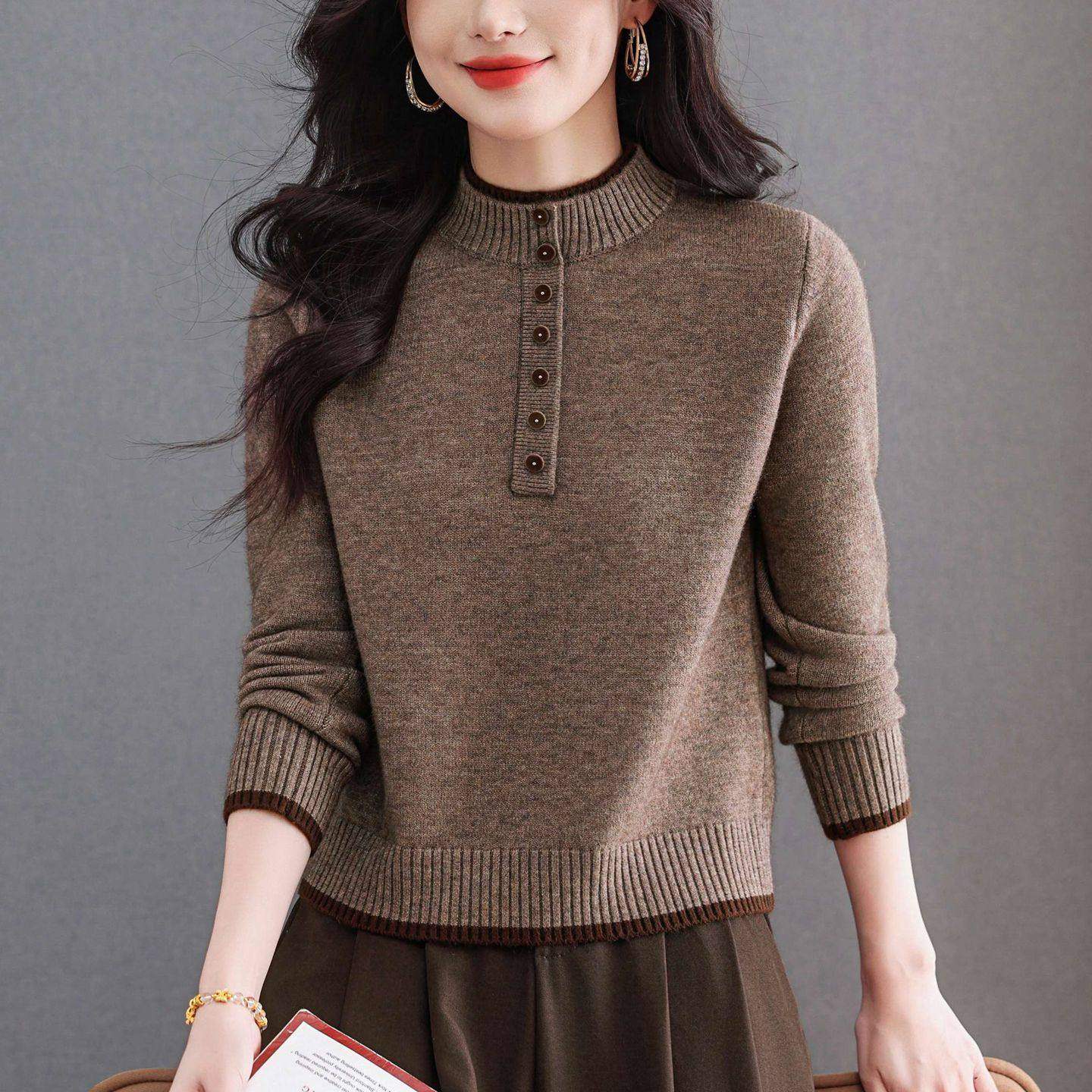 2025秋冬半高领针织毛衣女短款时髦洋气小个子修身显瘦内搭打底衫,个性定制/设计服务/DIY,棉服工装,淘宝优惠券,粉丝福利购,淘宝优惠卷