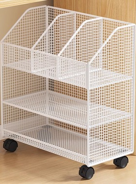 书架可移动落地置物架桌下大容量教室简易学生课桌边带轮书本收纳