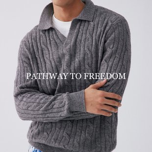 PTOFF 羊毛混纺春季cleanfit纯色polo衫简约宽松百搭老钱毛衣保暖