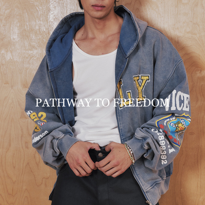 PTOFF美式复古水洗现货连帽衣