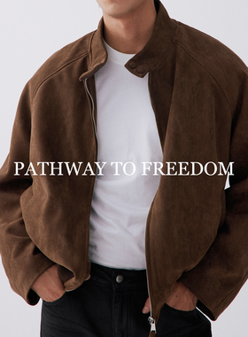 PTOFF麂皮绒哈灵顿夹克秋冬短宽简约高级感老钱加厚保暖棉服外套