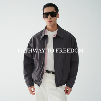 PTOFF 春季新品 棉撞色设计经典哈灵顿通勤行政翻领夹克短款外套