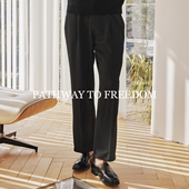 PTOFF 子 裤 肌理感老钱风立体简约抽褶宽松直筒休闲裤 松弛垂感西装