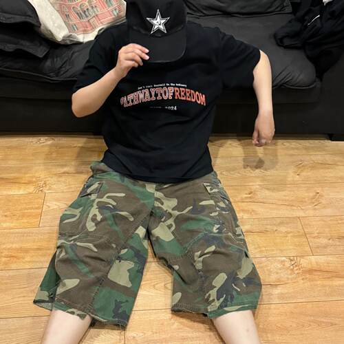 美式复古字母印花短袖T恤男