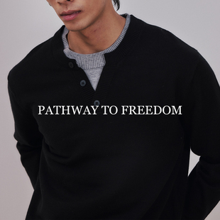 PTOFF【羊毛混纺】v领春季叠穿层次感假两件毛衣情侣学院风男士