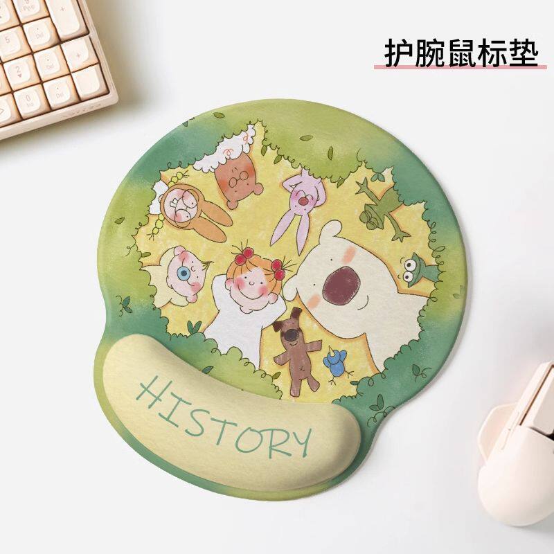 卡通动物记忆棉鼠标垫护腕腕垫办公可爱女生电脑桌垫套装