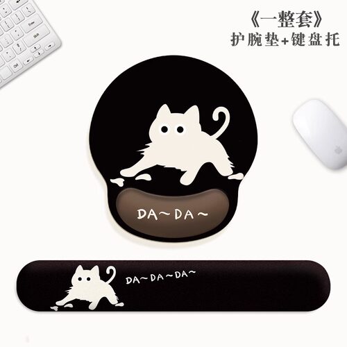 卡通小黑猫鼠标垫高级耐脏办公