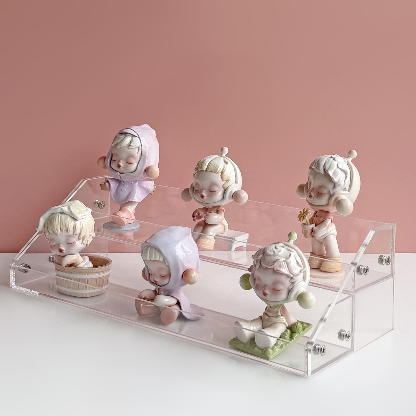 透明亚克力手办盲盒展示架带挡板