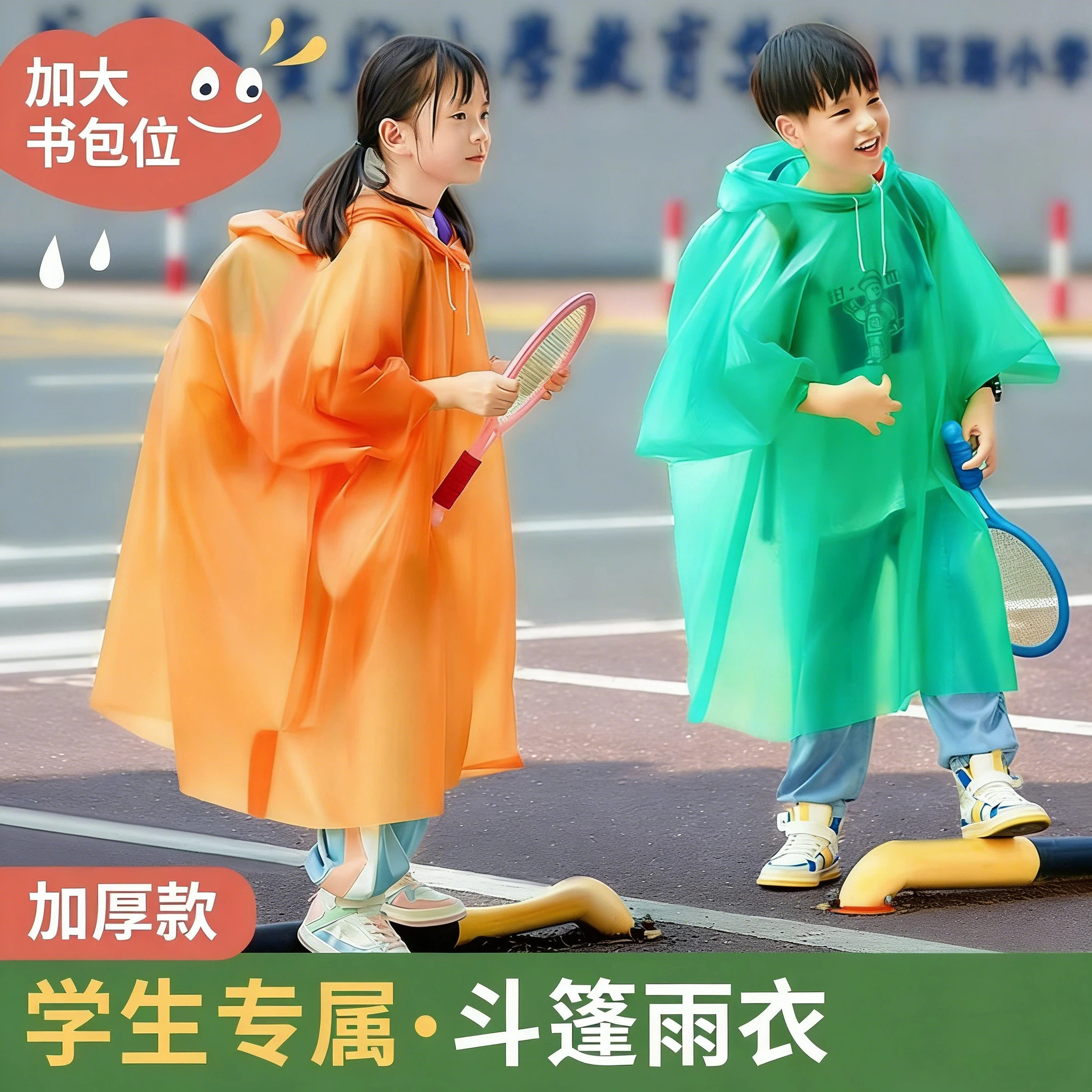 儿童一次性雨衣卡片便携宝宝成人雨披加厚小学生上学旅行通用
