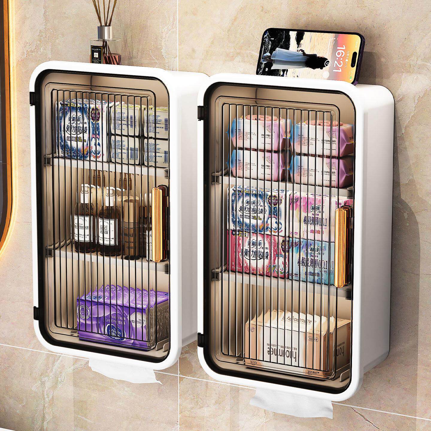 卫生间厕纸盒免打孔壁挂式厕所卫生纸置物架浴室防水卫生巾纸巾盒