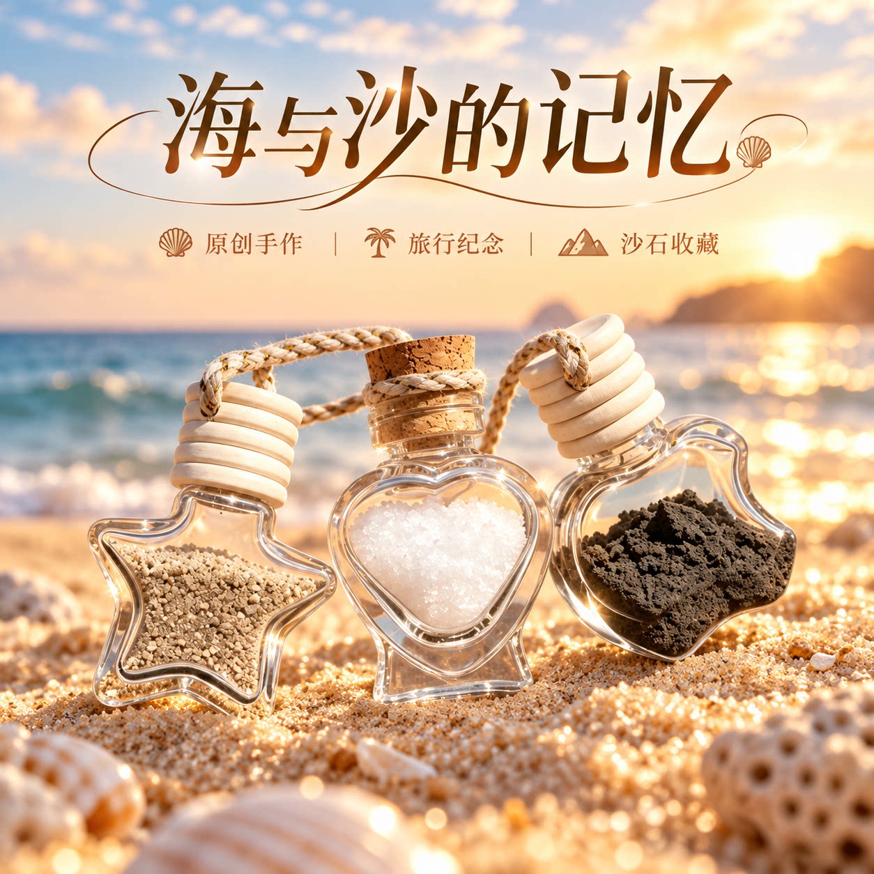 旅行沙滩沙漠收集星星塑料瓶纪念