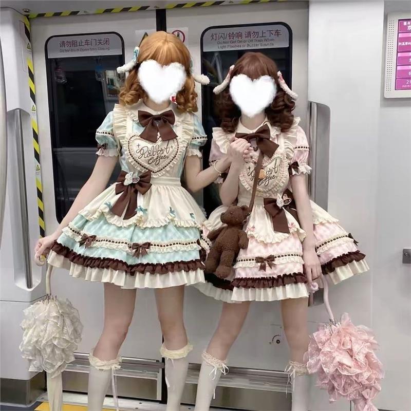 一织小羊原创设计Lolita巧心兔OP甜美可爱女仆风洛丽塔连衣裙