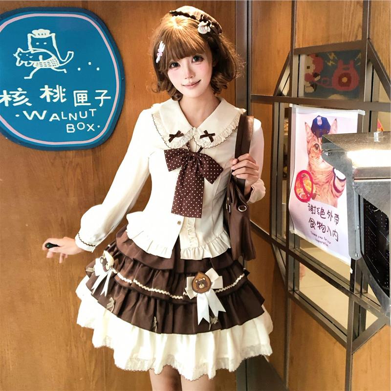 【板栗熊的秋】日系可爱学院蝴蝶结衬衫爆款水手服甜美蛋糕裙套装