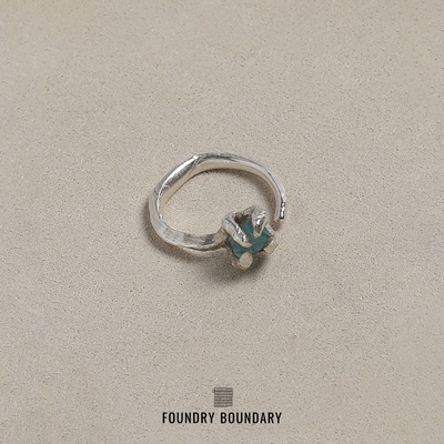 FOUNDRY BOUNDARY小冰川戒指银饰蓝鳞辉石原创设计开口戒指