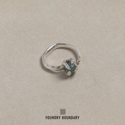 FOUNDRY BOUNDARY小冰川戒指银饰蓝鳞辉石原创设计开口戒指