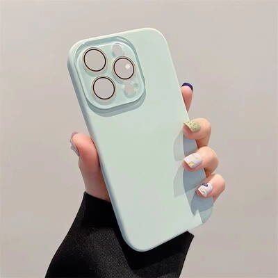 淡青色适用苹果17手机壳16液态
