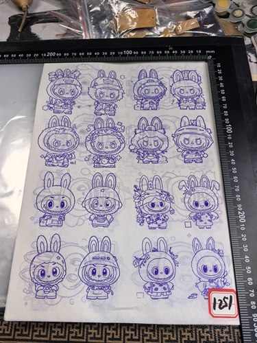 葫芦烙画墨刻针刺转印稿拉布布，带5毫升转印油，新手起稿用的