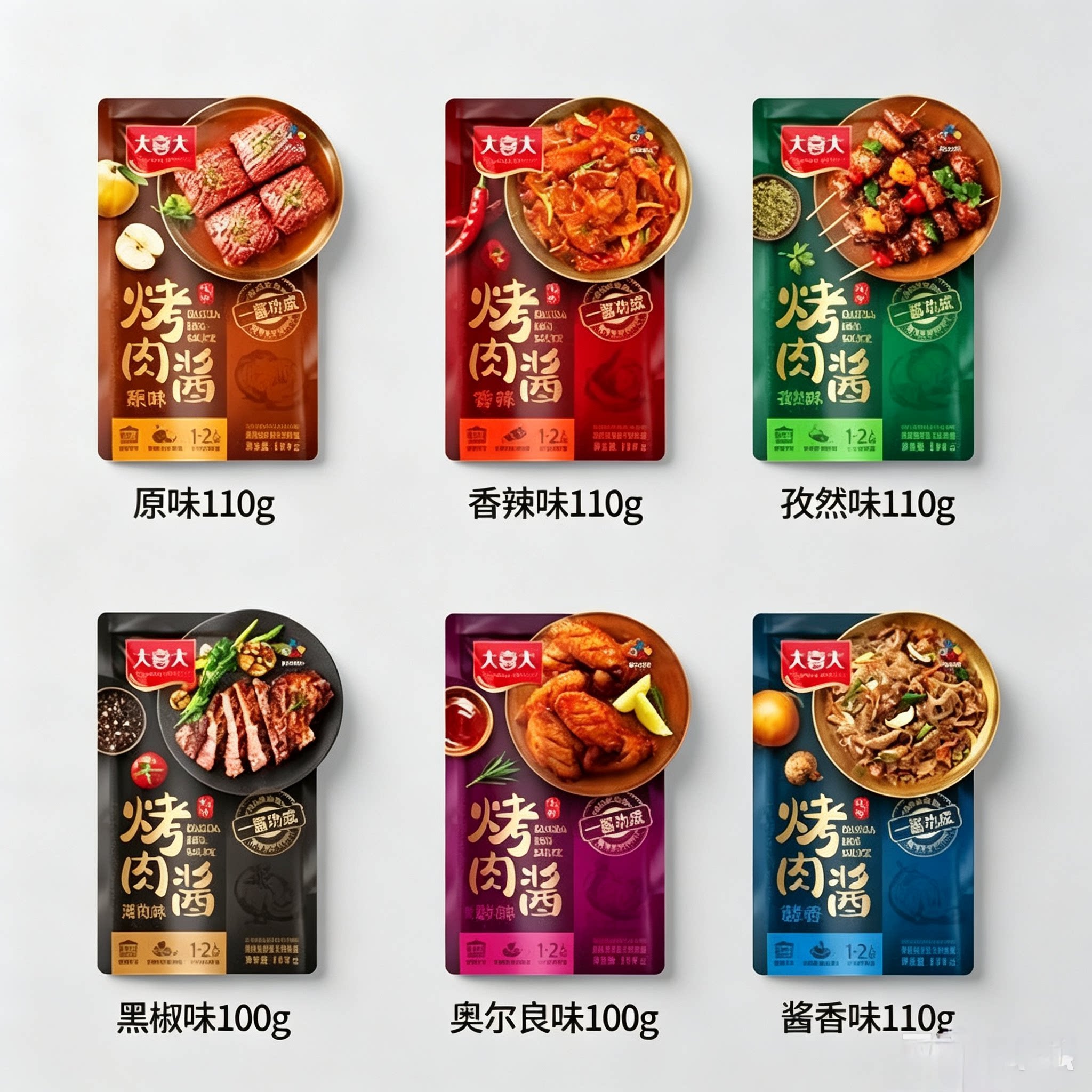 6种口味韩式烤肉腌料110g小包装
