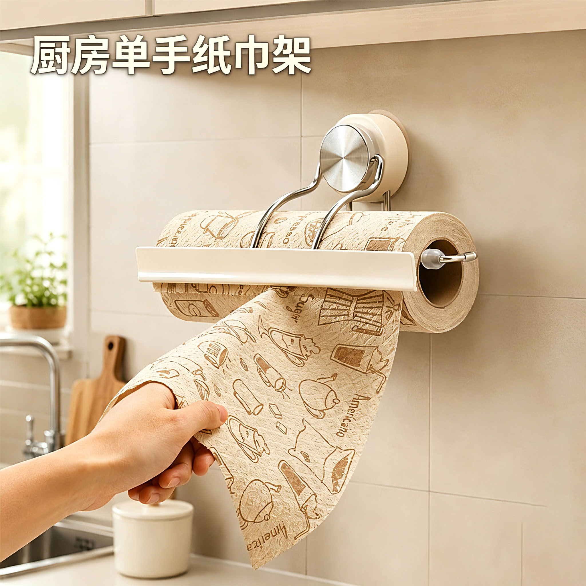 厨房纸巾架免打孔吊柜橱柜用纸挂架抽纸卷纸架保鲜膜悬挂收纳挂架