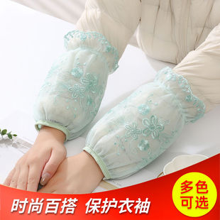 袖套女短款白色秋冬蕾丝防污护袖韩版学生羽绒服工作成人办公套袖