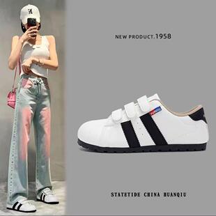 魔术贴鞋子厚底德训鞋女2025秋季新款增高百搭休闲鞋阿甘鞋大头鞋