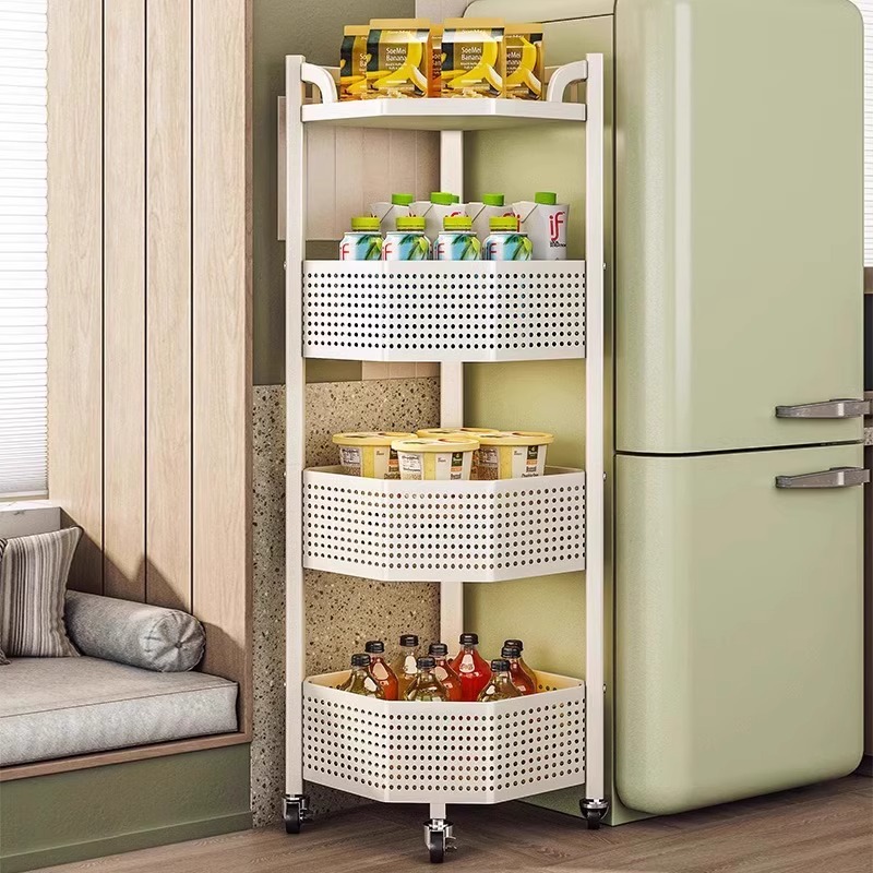 厨房三角可移动置物架转角水果蔬菜收纳篮子墙角锅具多功能收纳架