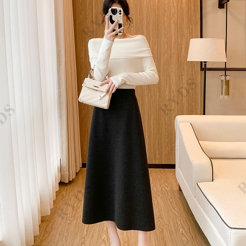 丽丽家~A字裙醋酸羊绒裙子时尚气质针织高腰早秋款