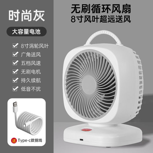 家用桌面风扇循环大风力双电机USB供电落地宿舍充插两用外贸