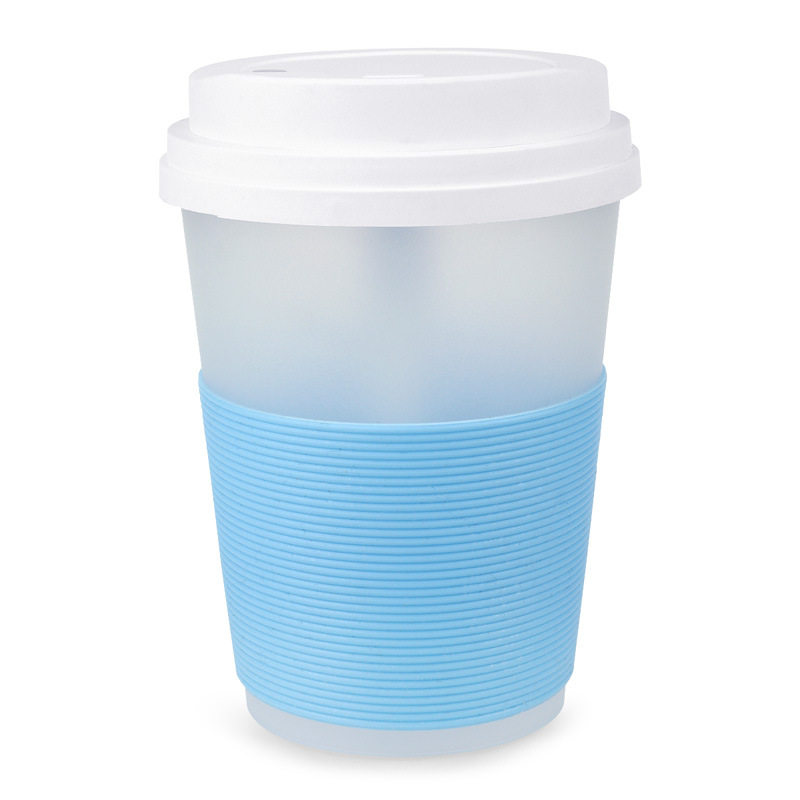 USB迷你加湿器咖啡杯造型七彩慢闪灯喷雾大降温台式静音静音喷雾