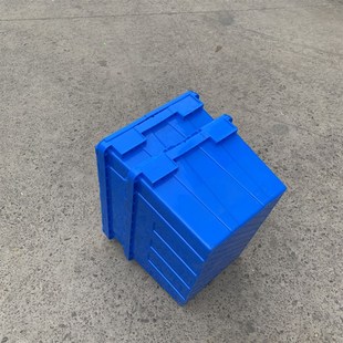 塑料斜插箱 320mm蓝色加厚 带盖物流中转周转箱外径600 400