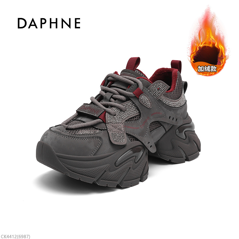 达芙妮2025爆款显脚小防滑老爹鞋时尚休闲百塔款增高女鞋秋季