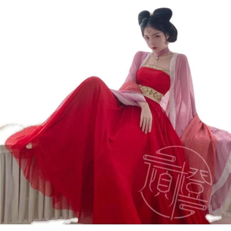 小橙子同款妲己汉服古风超仙长款舞蹈演出服哪吒妲己服装唐朝抹胸