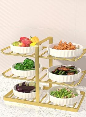 日本厨房备菜碟多层多功能配盘子多层碗碟收纳层架壁挂折叠台面菜