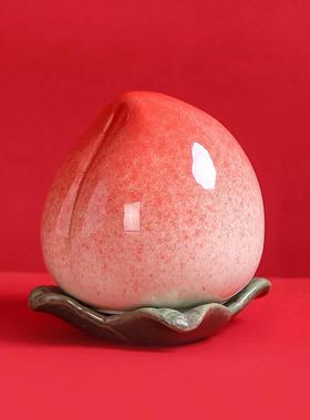 创意桃子茶叶罐简约装饰摆件老人生日寿桃祝寿小礼物礼盒logo定制