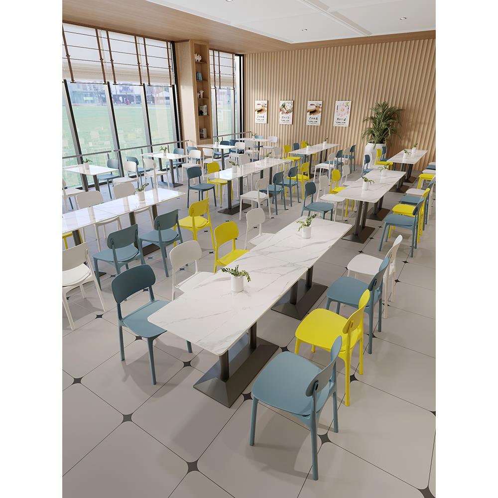 公司员工食堂学校餐厅餐饮食堂小吃快餐奶茶店面馆桌椅组合商业