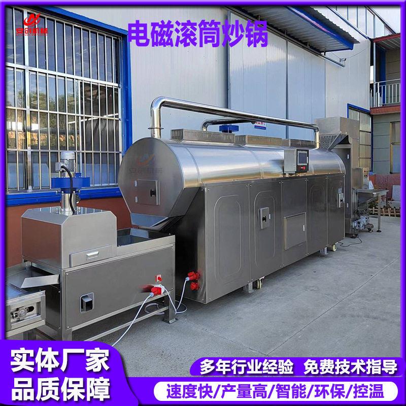 电磁滚筒炒锅 腰果炒货流水线全自动炒瓜子机器 炒花生专用炒货机