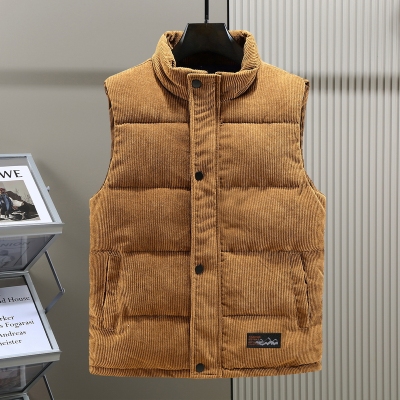 加厚灯芯绒马甲男秋冬季2025新款外穿羽绒棉坎肩背心男款无袖外套